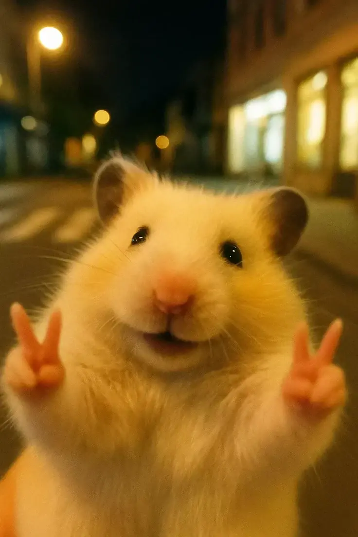 Midnight Hamster Peace Sign