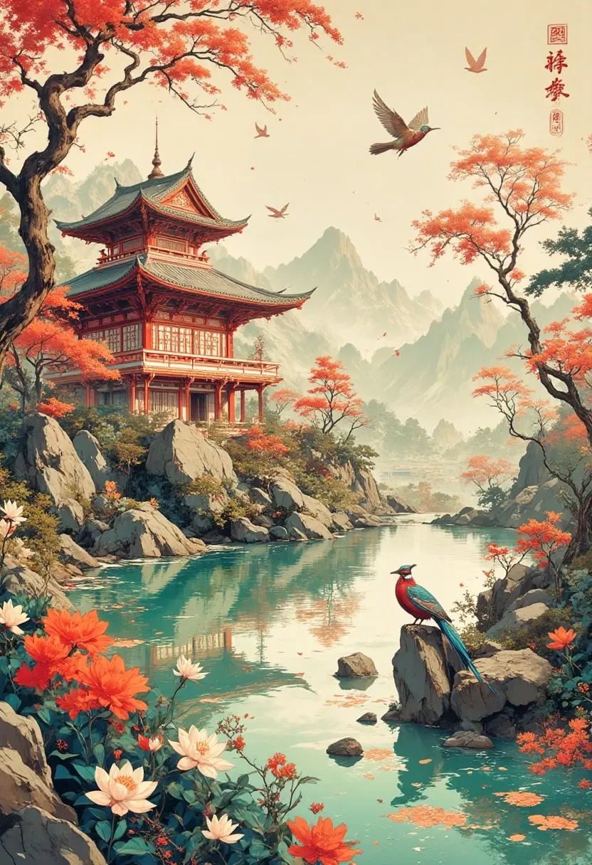 Tranquil Pagoda Reflections