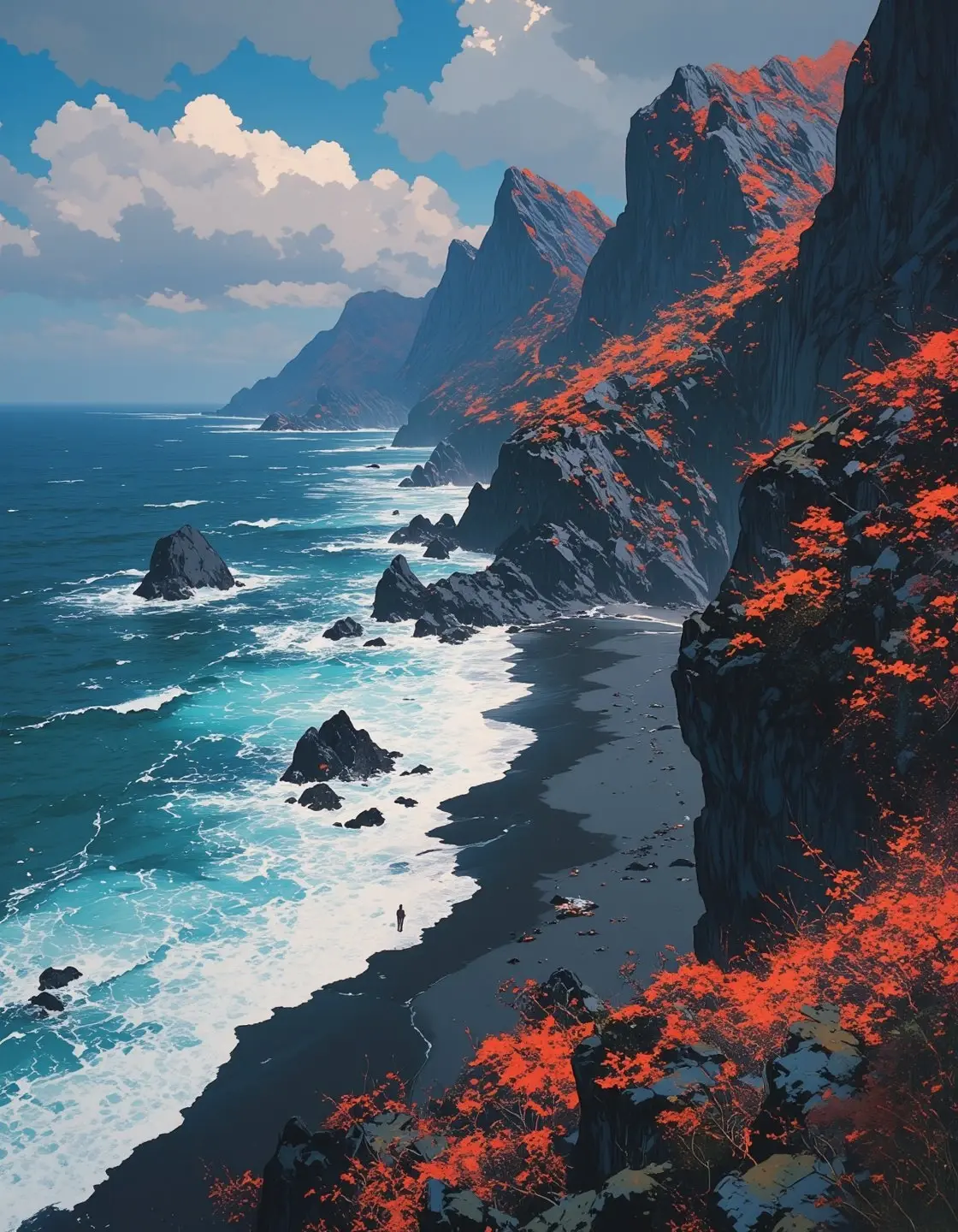 Crimson Cliffs by the Sea