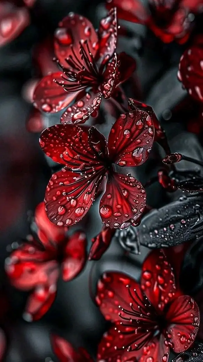 Crimson Dewdrops - original