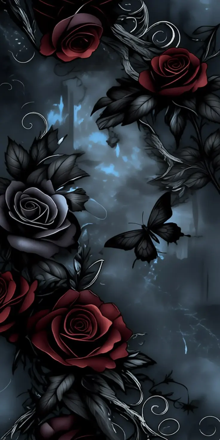Gothic Rose and Butterfly